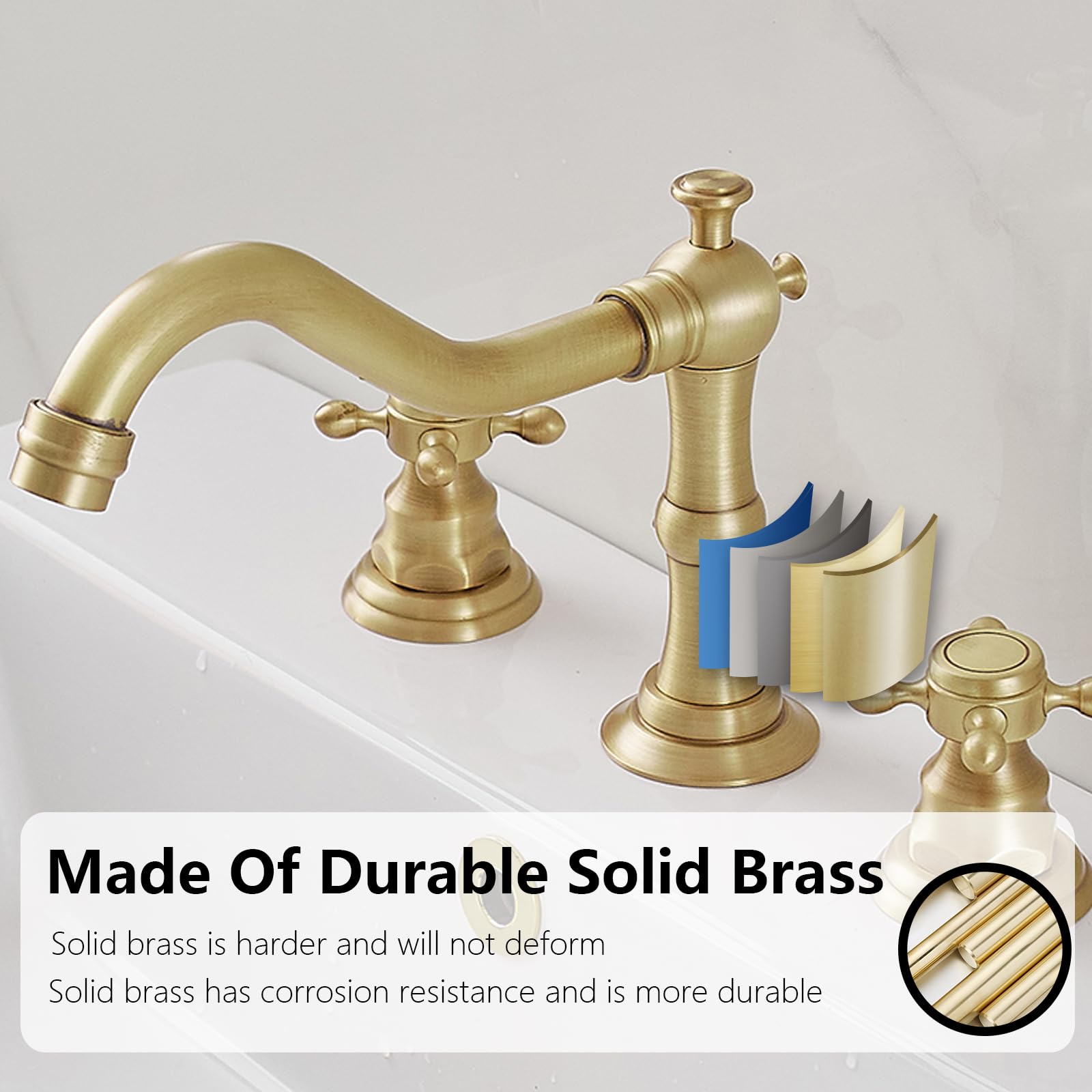 BATHLAVISH Antique Brass Bathroom Faucet for Sink 3 Hole 8